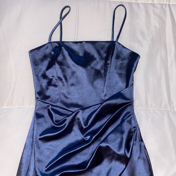 Windsor Satin Blue Mini Dress - Picture 6 of 8